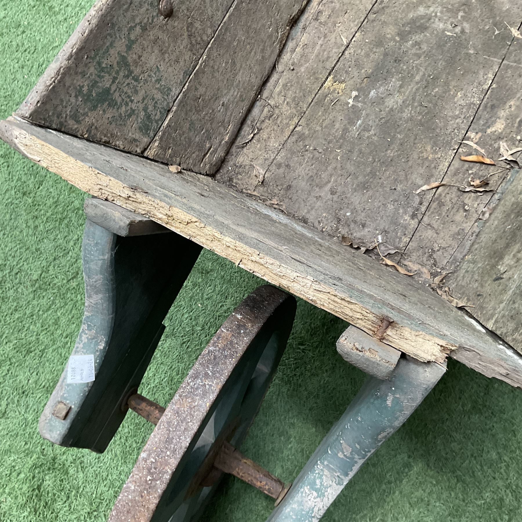 Early 20th century painted wooden wheelbarrow - Image 5 of 5