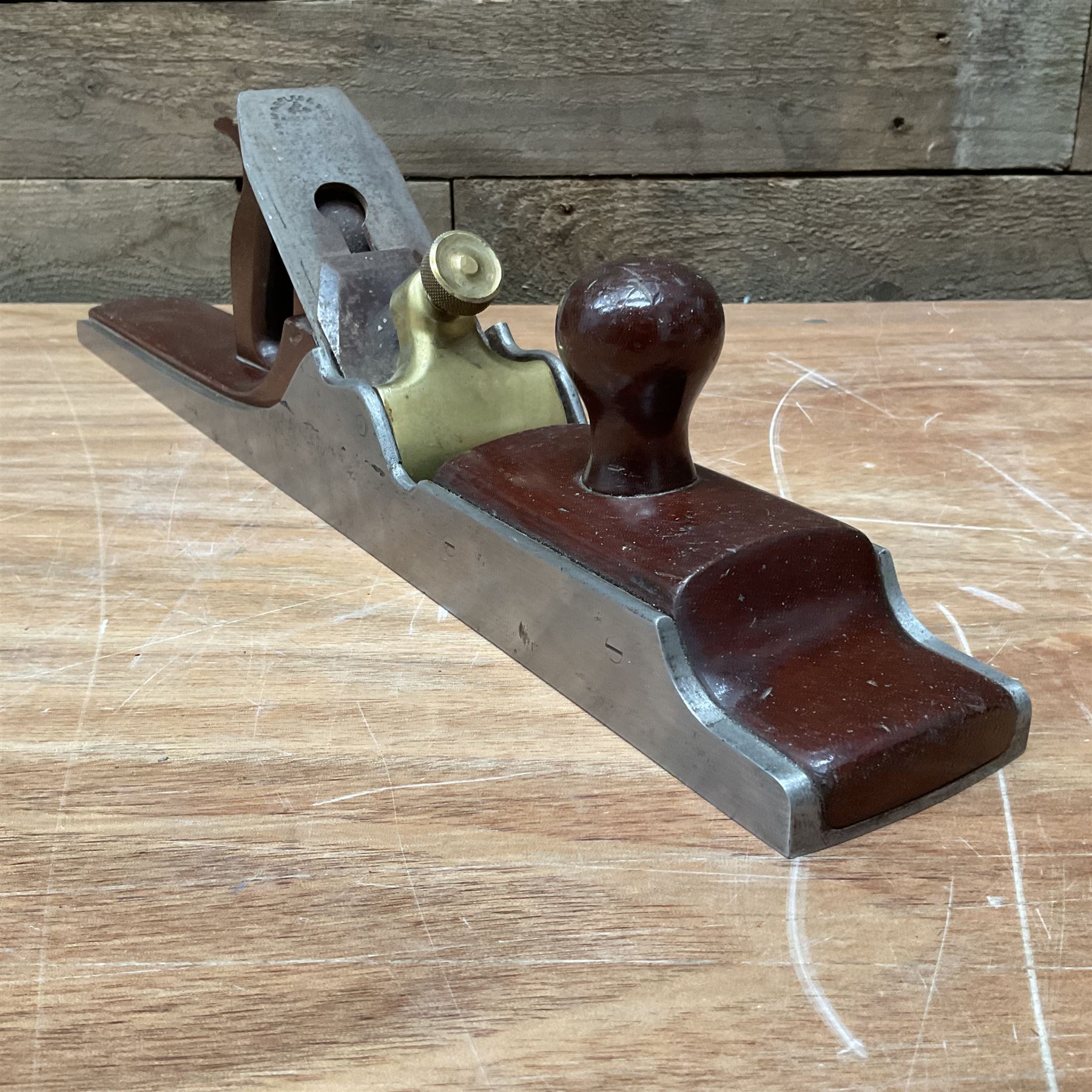 22” mahogany infill plane with brass cap and Marples blade - Image 2 of 5