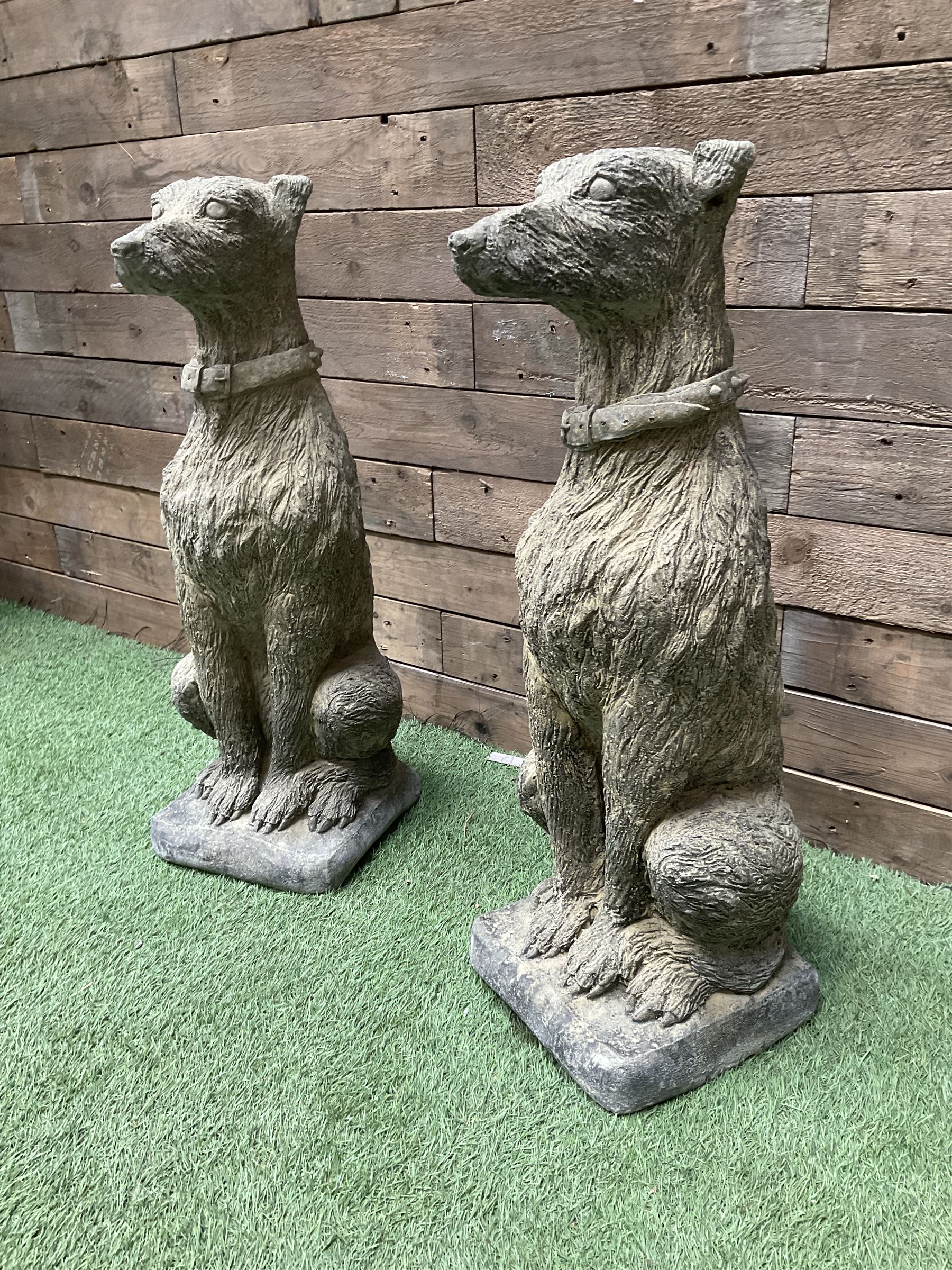 Pair of cast stone garden Deer Hounds - Image 2 of 4