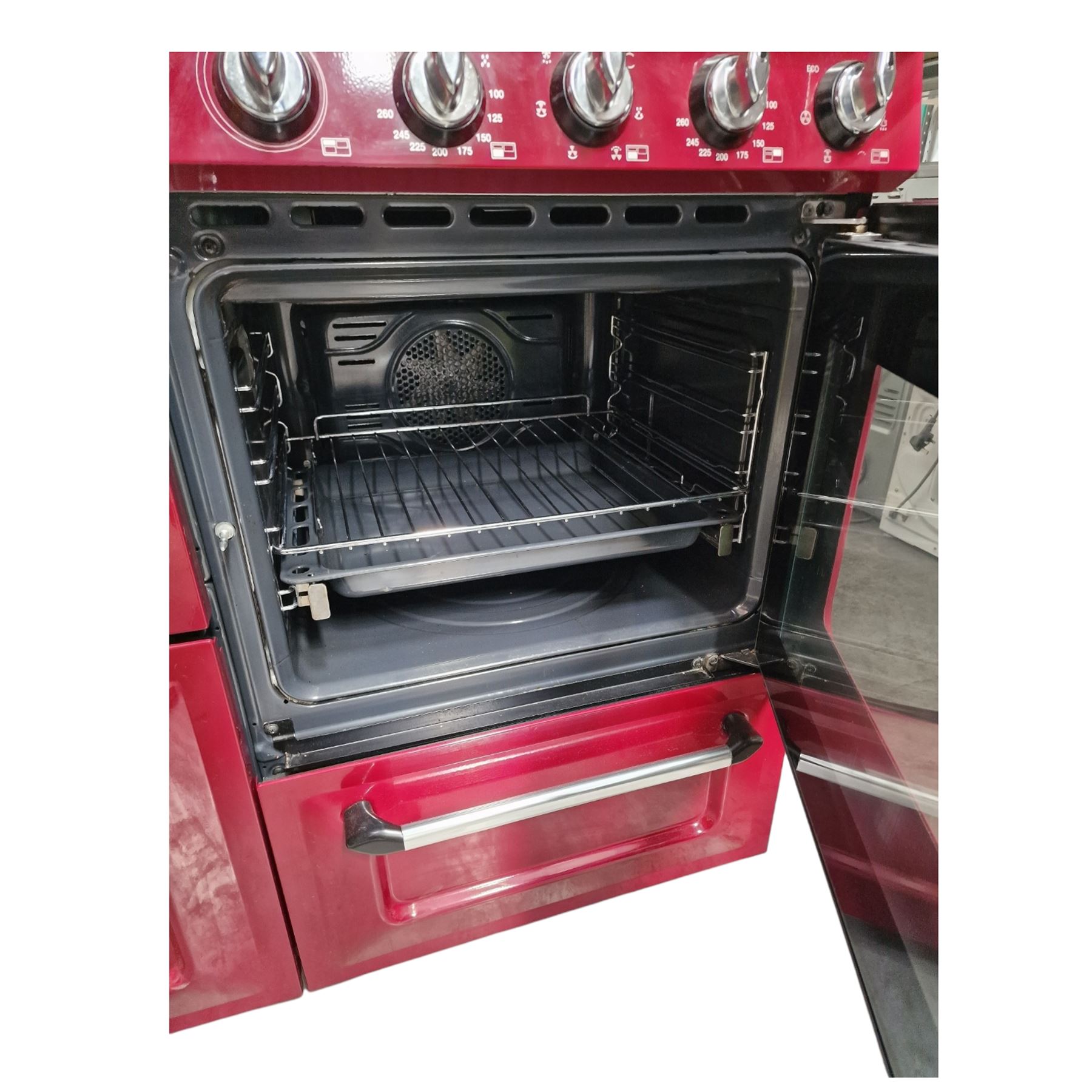 Smeg TR4110IRW Five ring induction cooker in dark red with grill and double ovens - Image 6 of 8