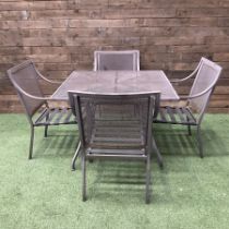 Metal garden table and four chairs