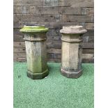 Pair of octagonal terracotta chimney pots