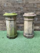 Pair of octagonal terracotta chimney pots
