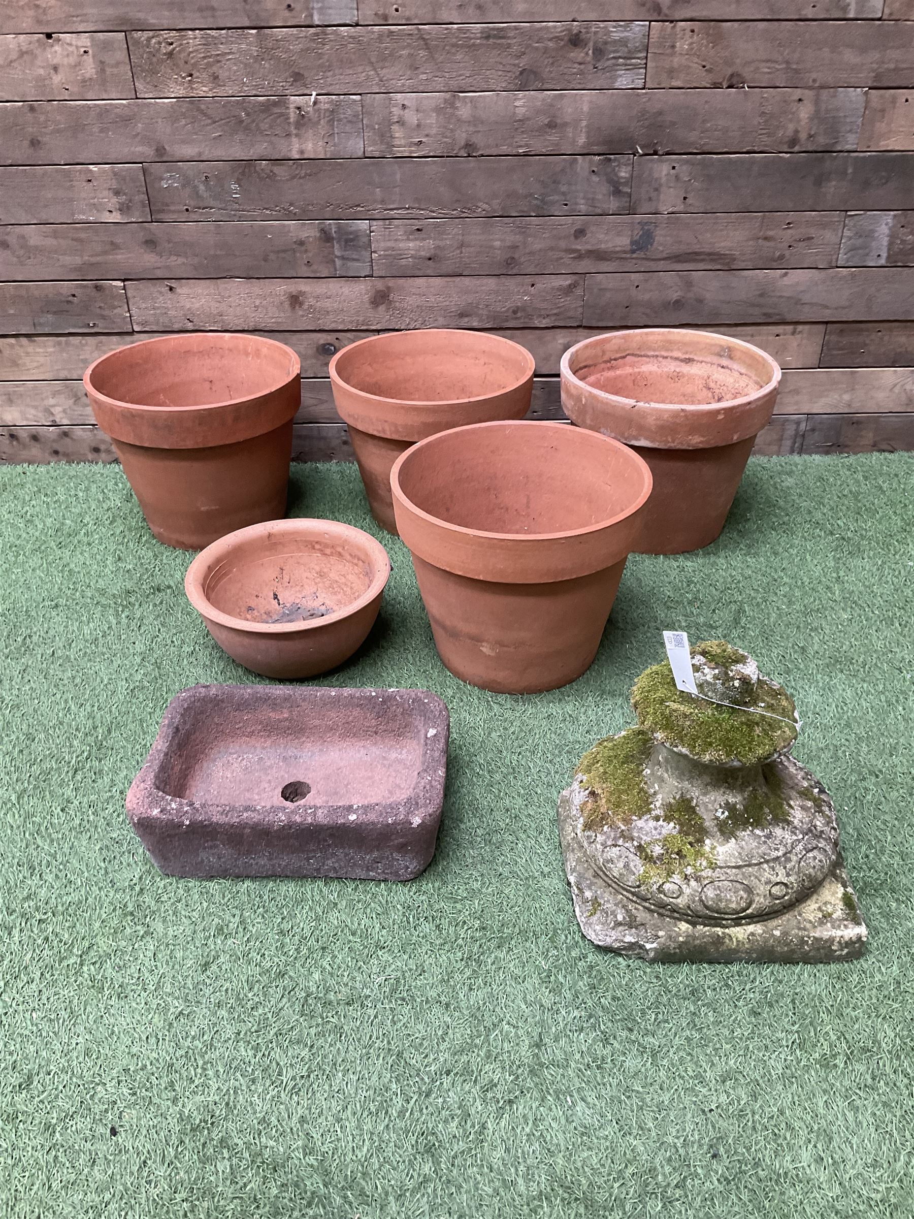 Set of five terracotta planters
