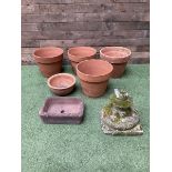 Set of five terracotta planters