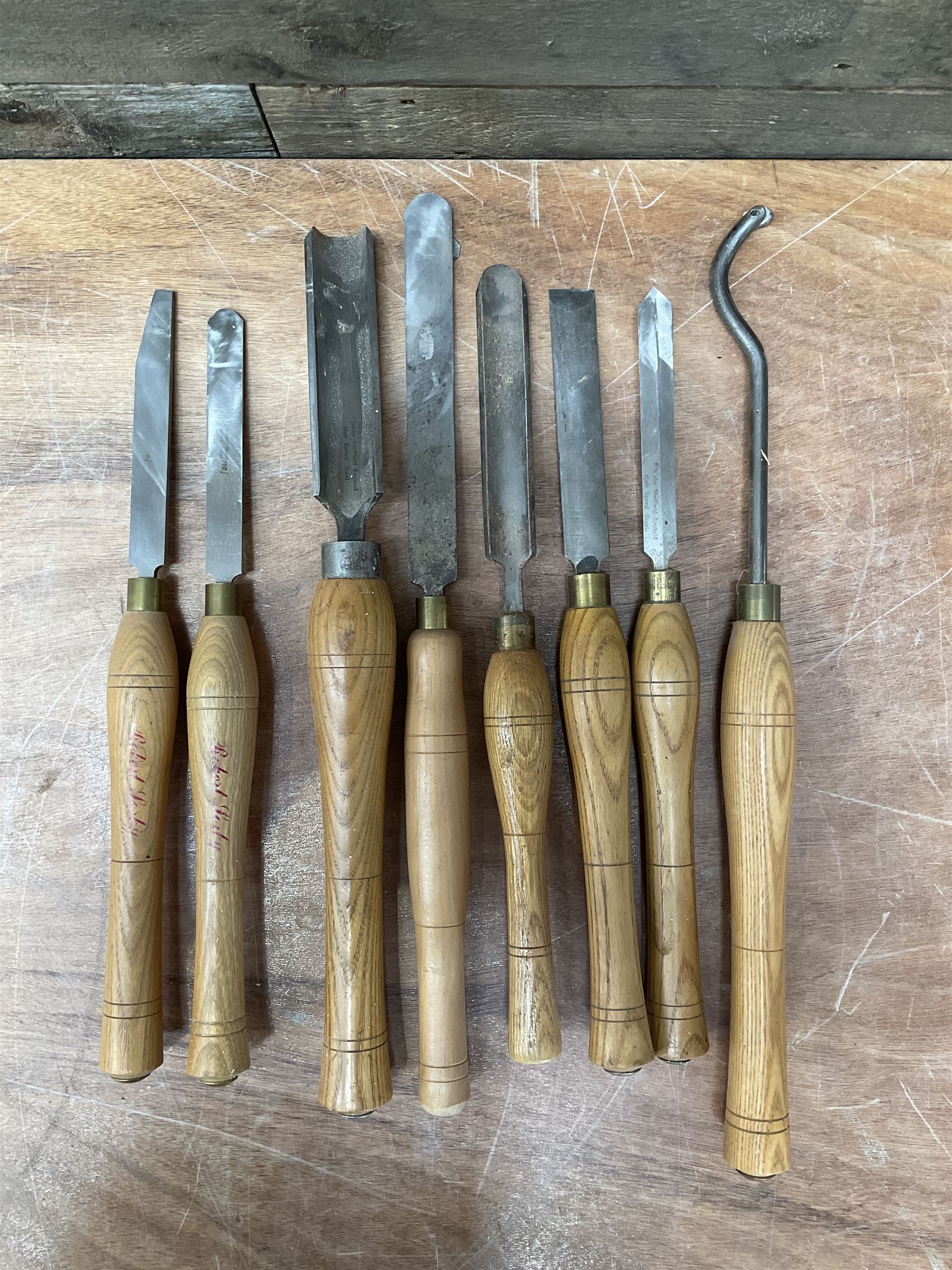 Robert Sorby Woodturning chisel set (8) - THIS LOT IS TO BE COLLECTED BY APPOINTMENT FROM DUGGLEBY S