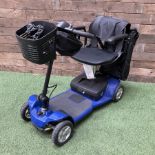 Pride four wheel electric mobility scooter in blue with key and charger