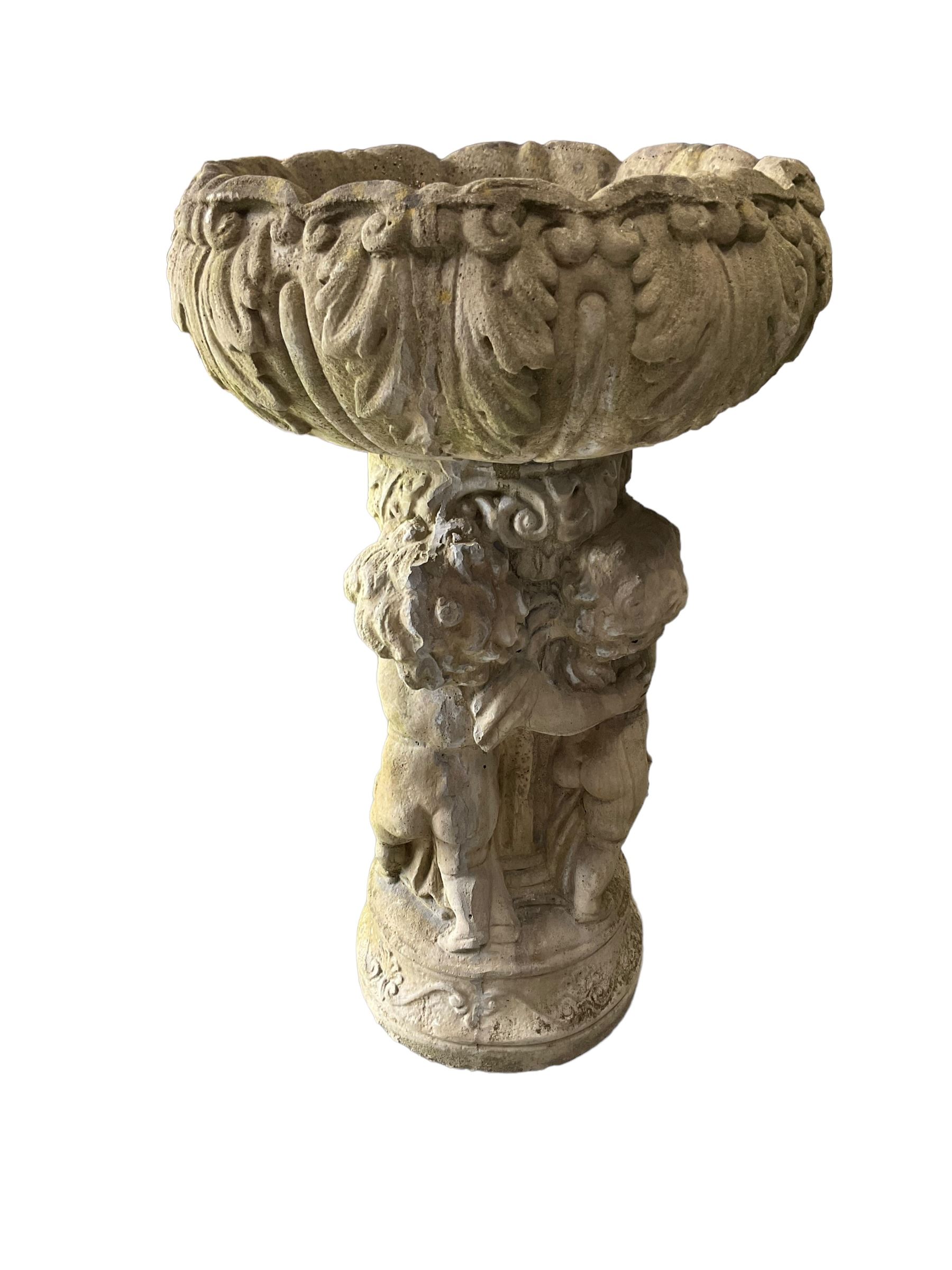 Cast stone planter or bird bath - Image 3 of 4