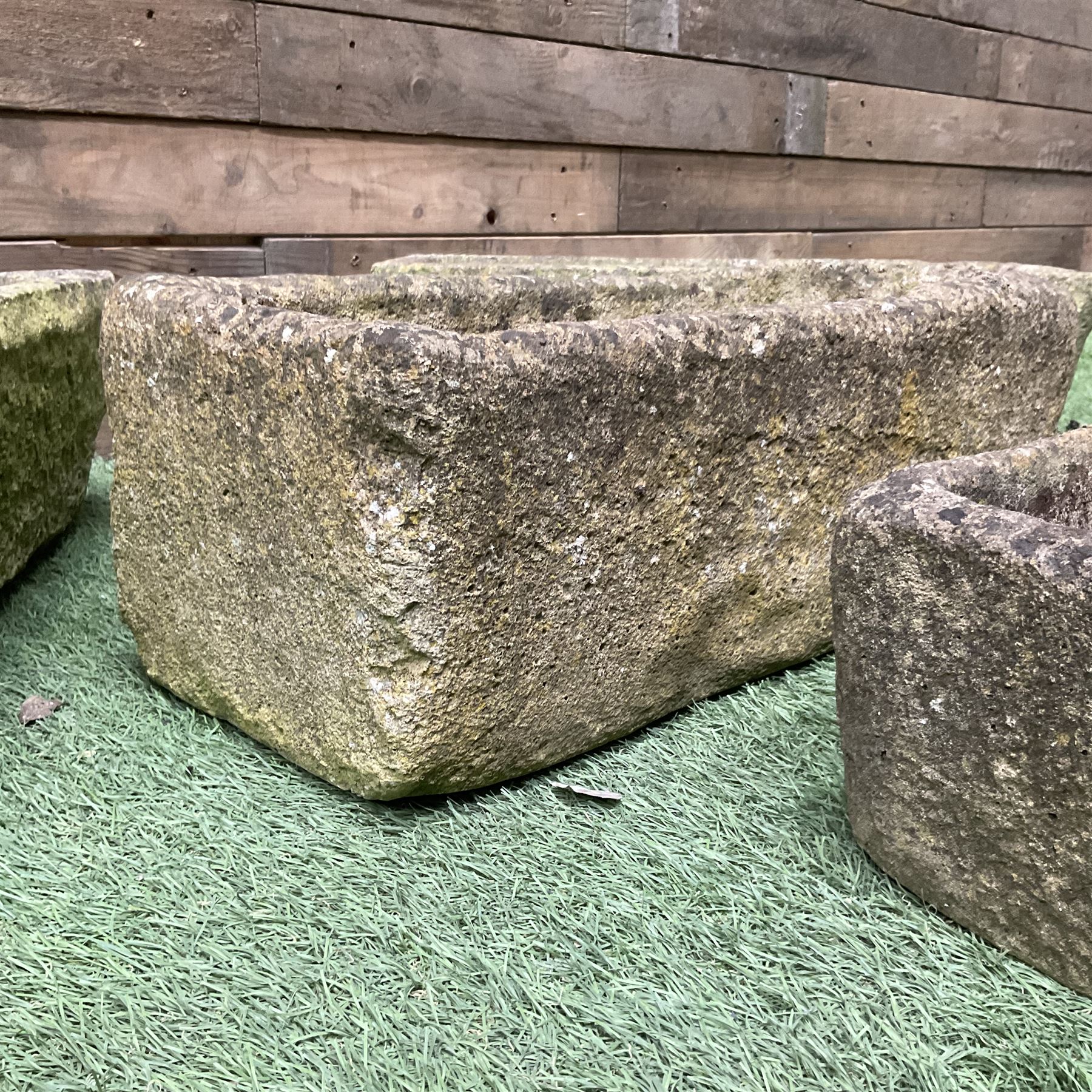 Set of four small carved stone planters - Image 4 of 6