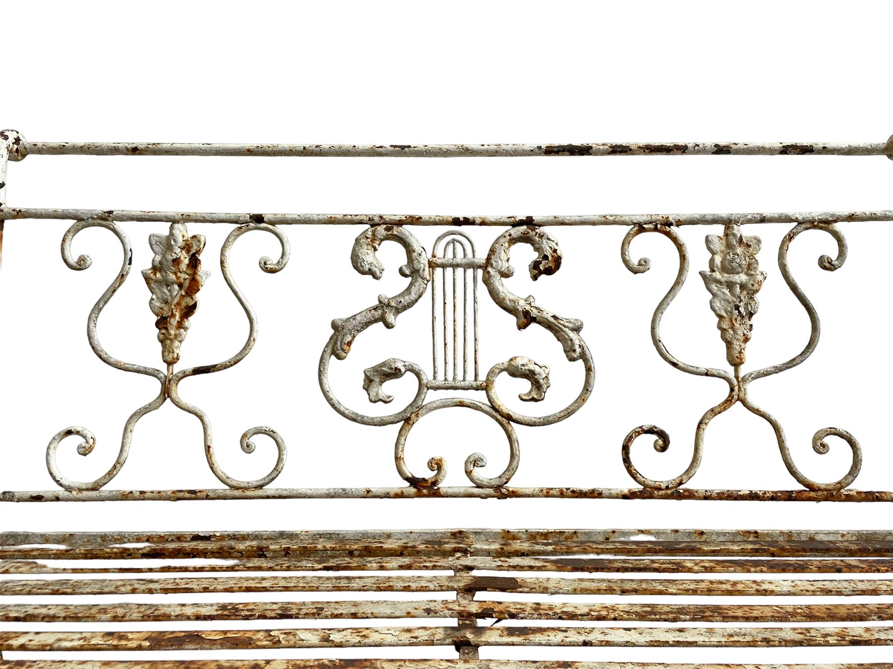 Regency design wrought metal garden bench - Image 5 of 7