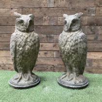 Pair of cast stone garden owls