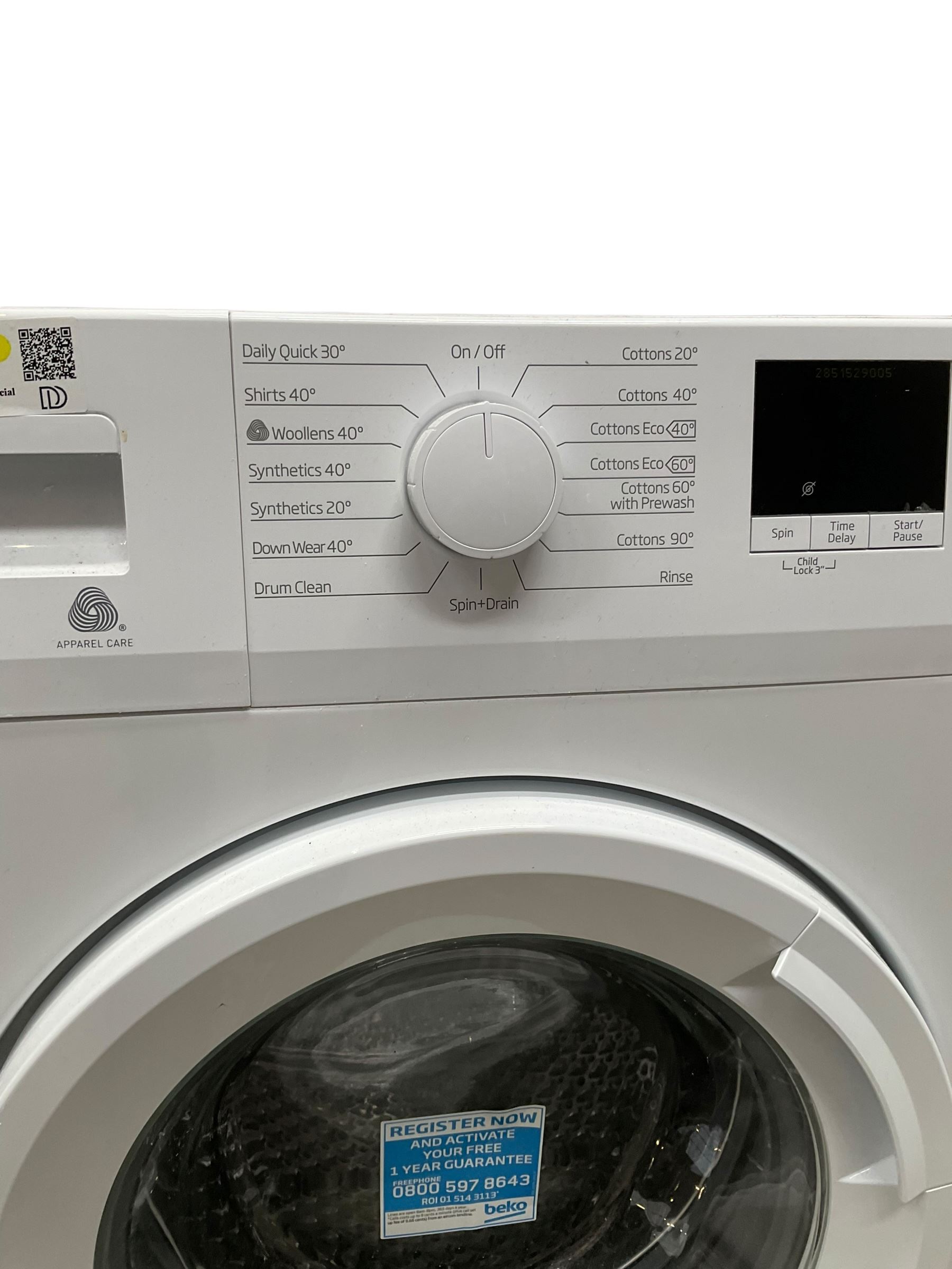 Beko WTB820E1W 8kg washing machine - Image 3 of 4