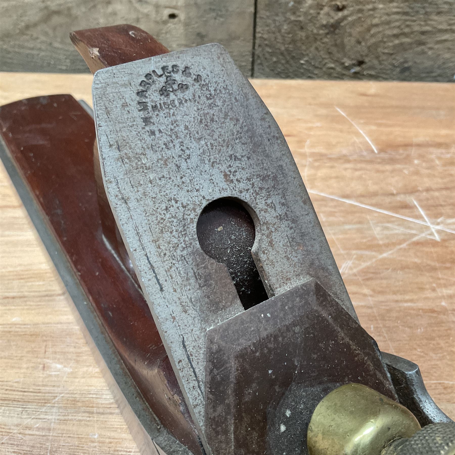 22” mahogany infill plane with brass cap and Marples blade - Image 3 of 5
