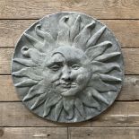 Cast stone garden circular Sun & Moon plaque