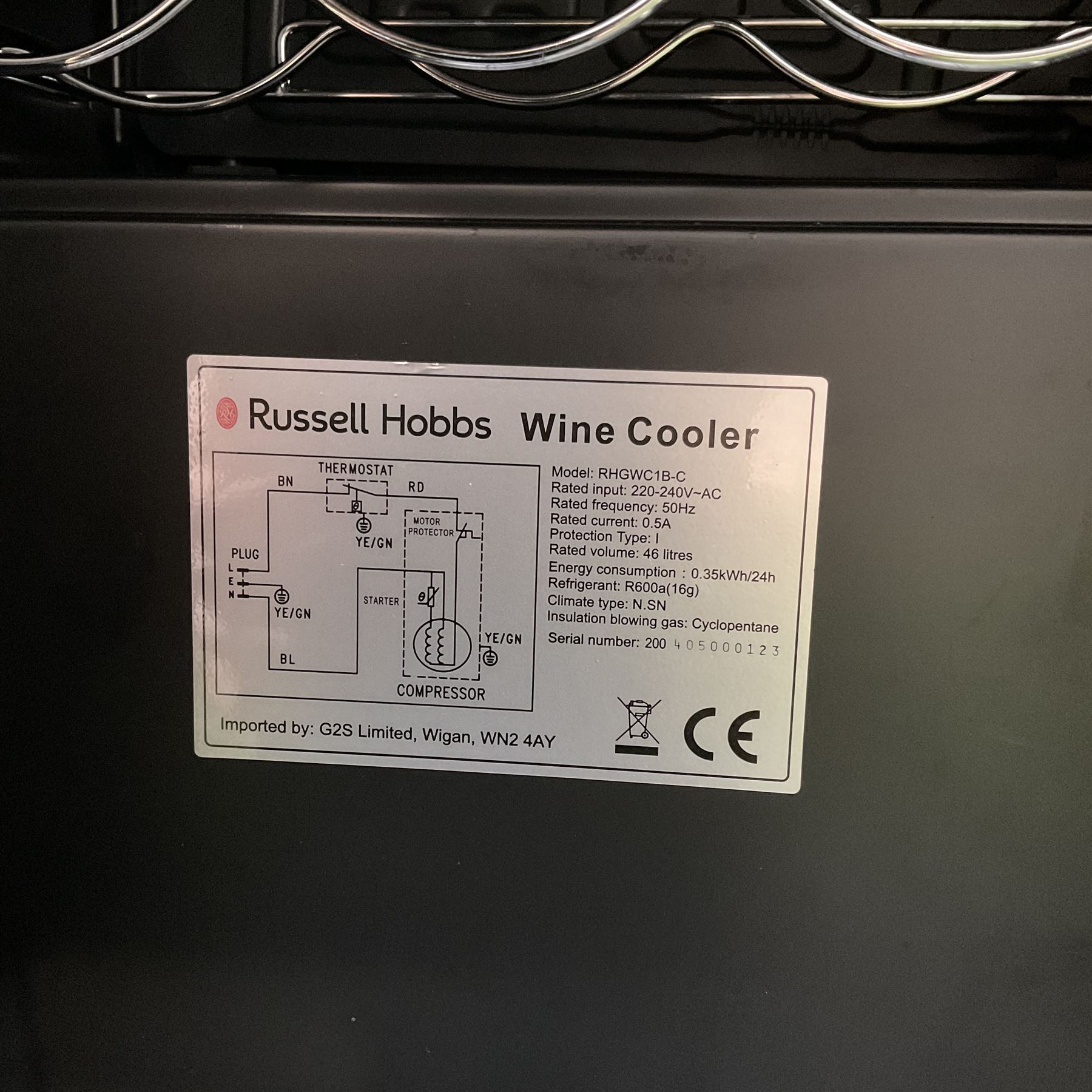 Russell Hobbs RHGWC1B-C wine cooler in black - Image 2 of 4