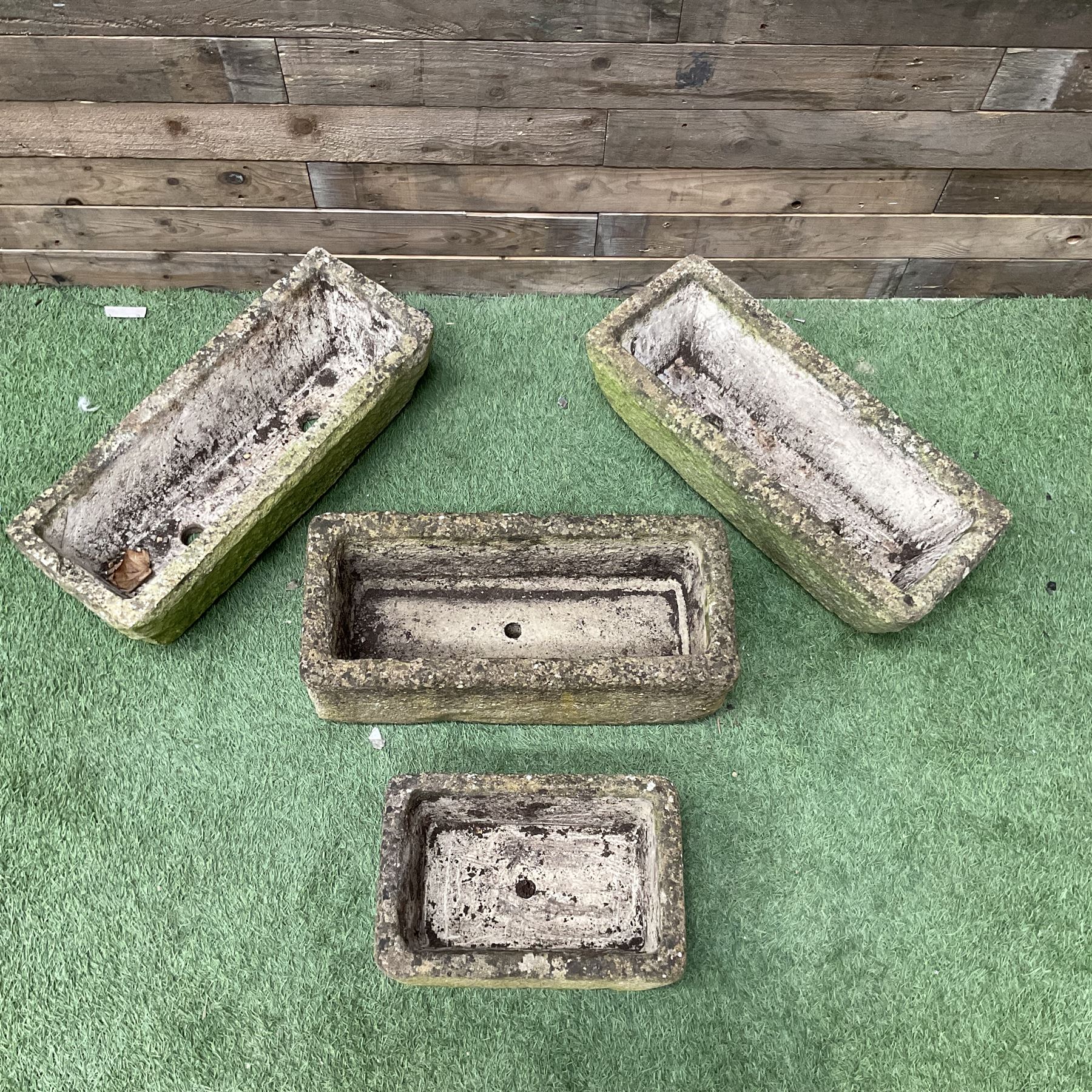 Set of four small carved stone planters - Image 2 of 6