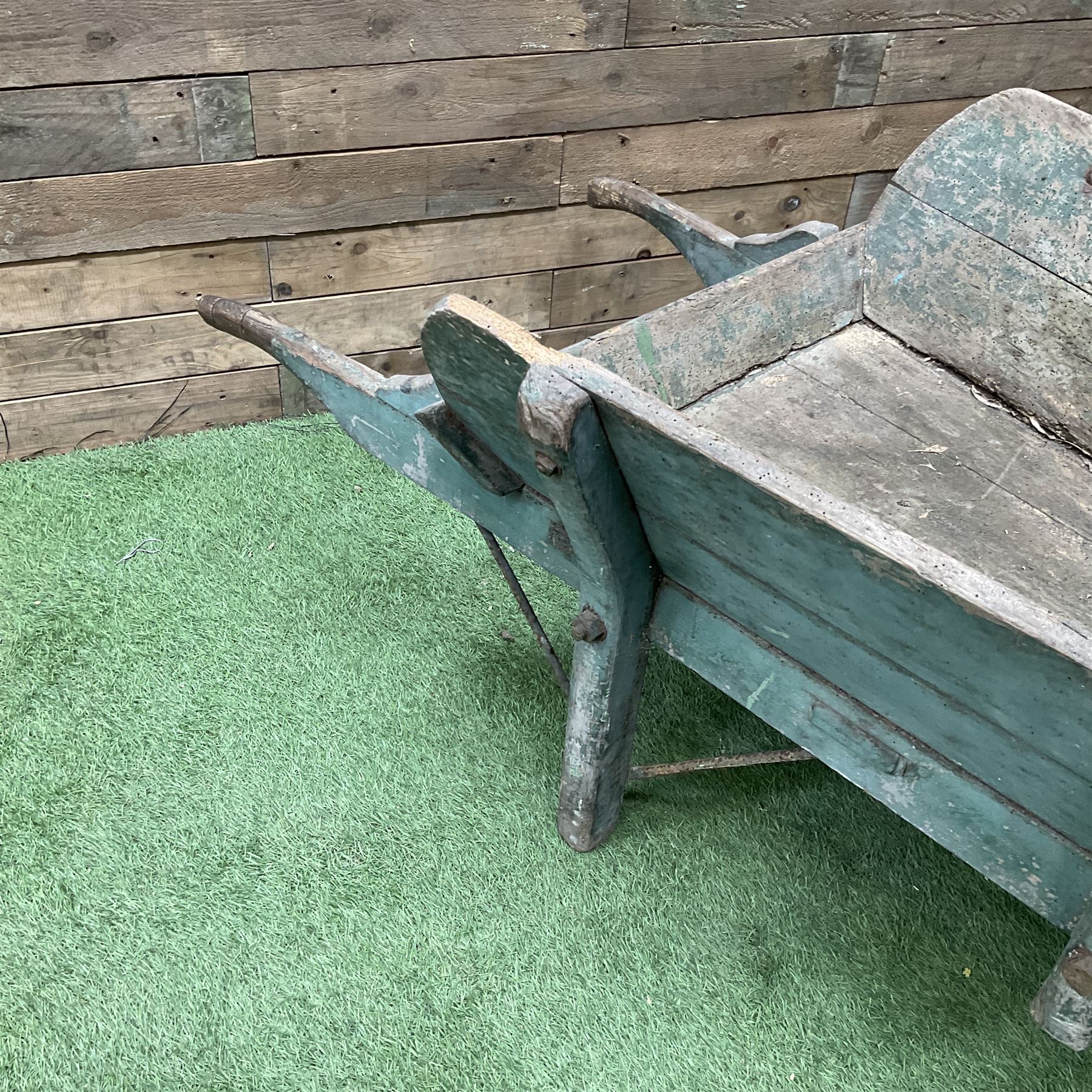 Early 20th century painted wooden wheelbarrow - Image 2 of 5