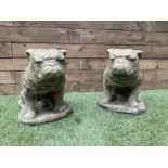 Pair of cast stone garden British bulldogs