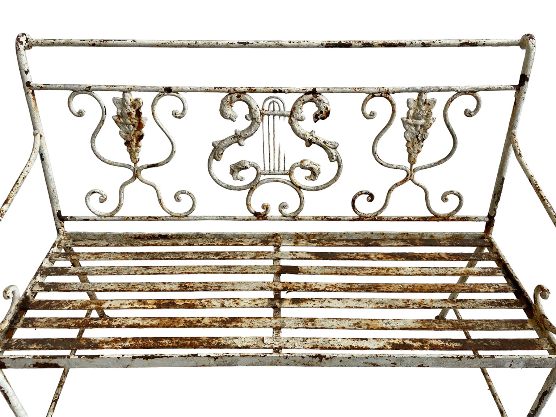 Regency design wrought metal garden bench - Image 2 of 7
