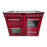 Smeg TR4110IRW Five ring induction cooker in dark red with grill and double ovens