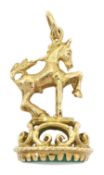 9ct gold aventurine jumping horse pendant fob