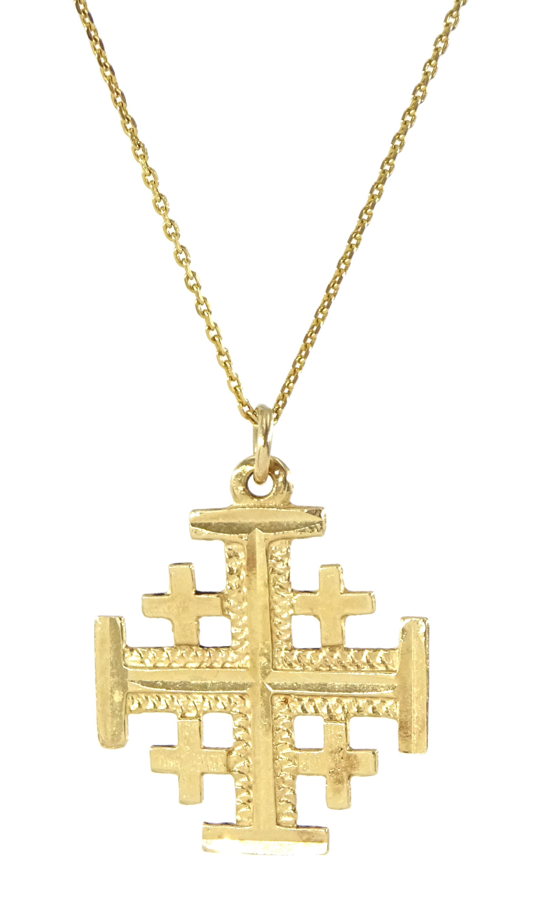 14ct gold Jerusalem cross pendant necklace