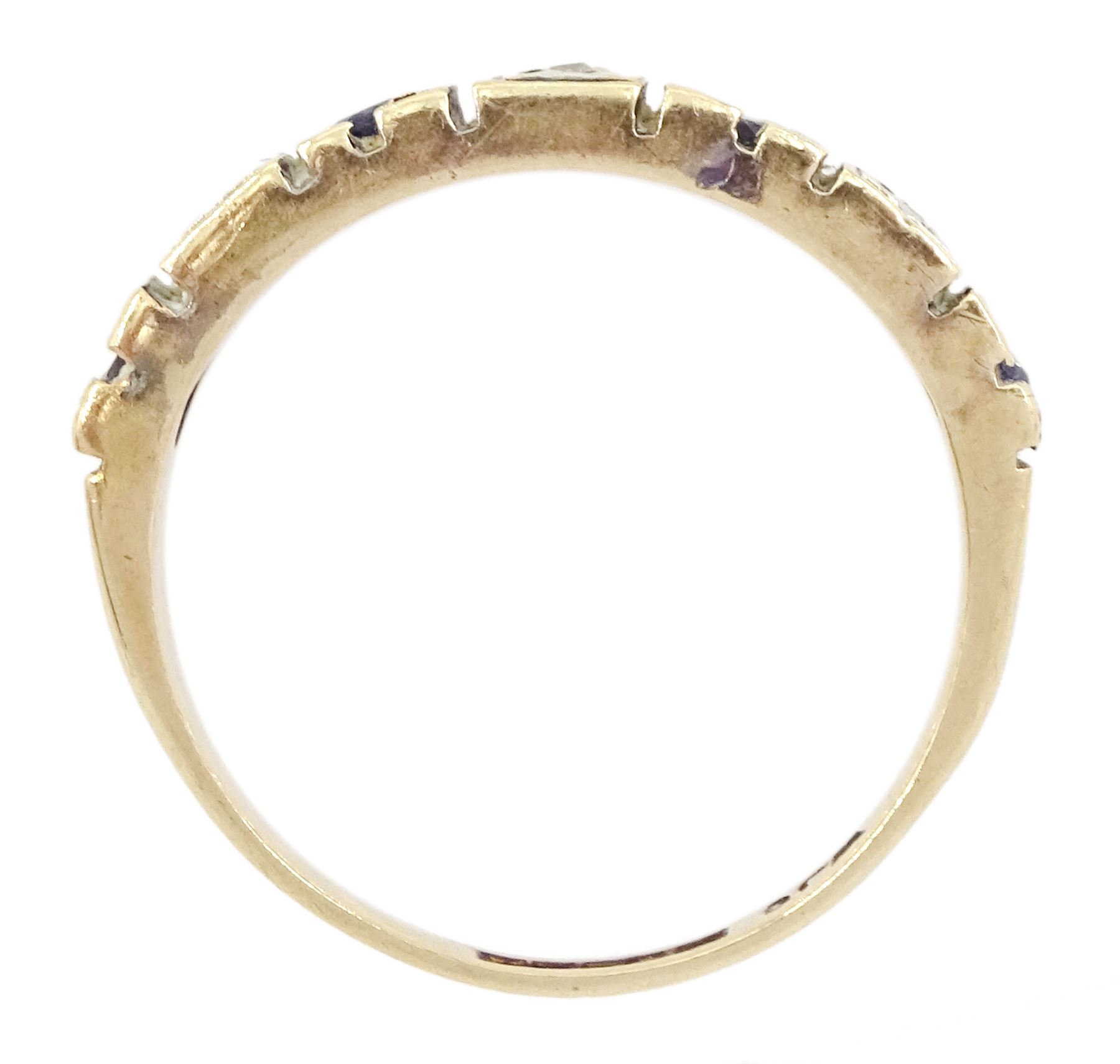 9ct gold sapphire and diamond half eternity ring - Image 4 of 4