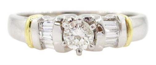 Platinum and 18ct gold single stone round brilliant cut diamond ring