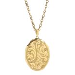Gold engraved foliate locket pendant