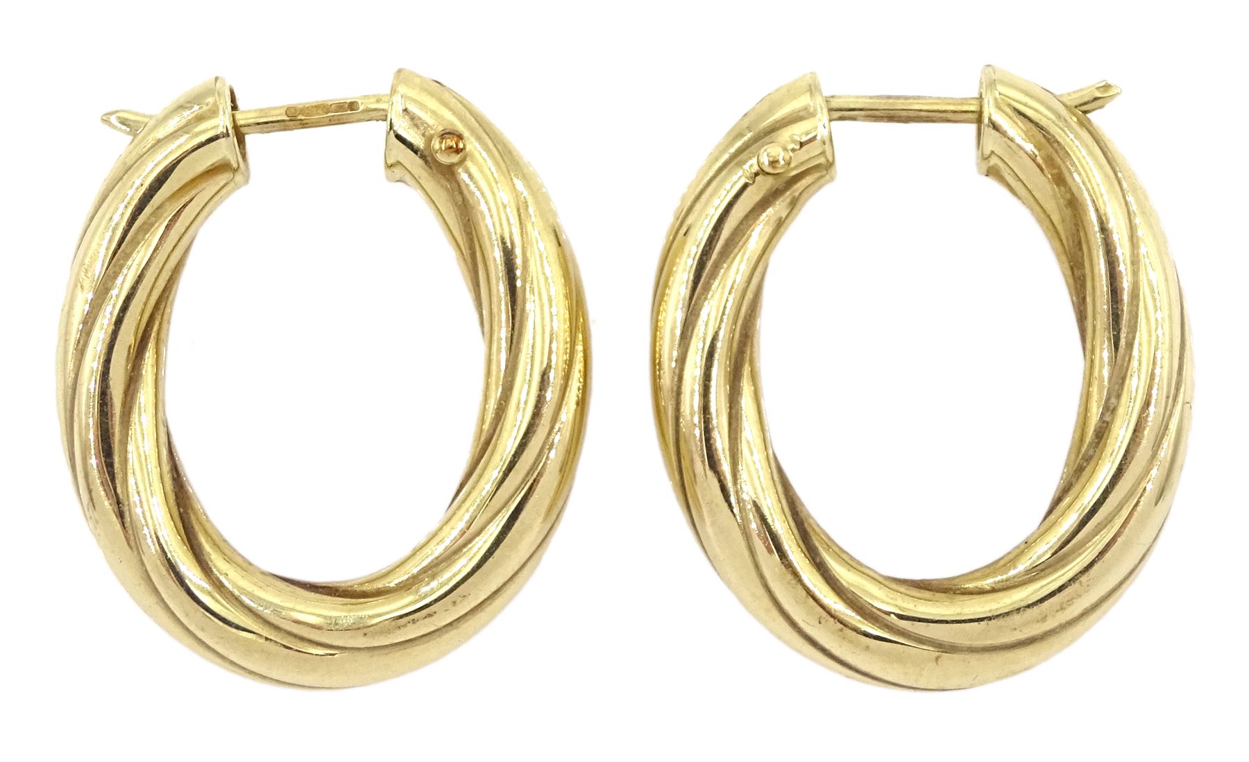 Pair of 9ct gold twisted hoop earrings