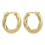 Pair of 9ct gold twisted hoop earrings