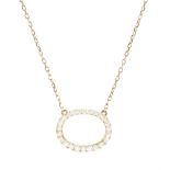 18ct gold round brilliant cut diamond oval shaped pendant necklace