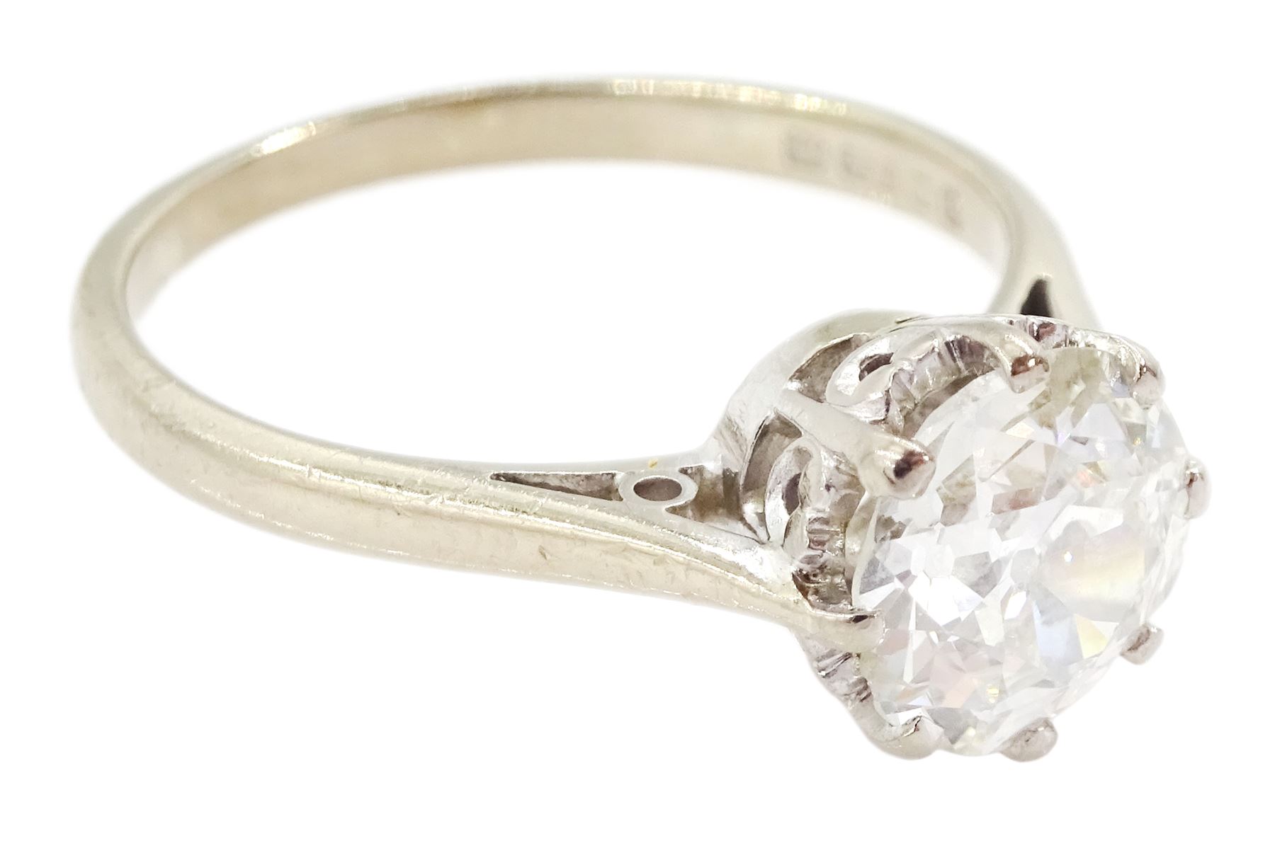 18ct white gold single stone old cut diamond ring - Image 3 of 4