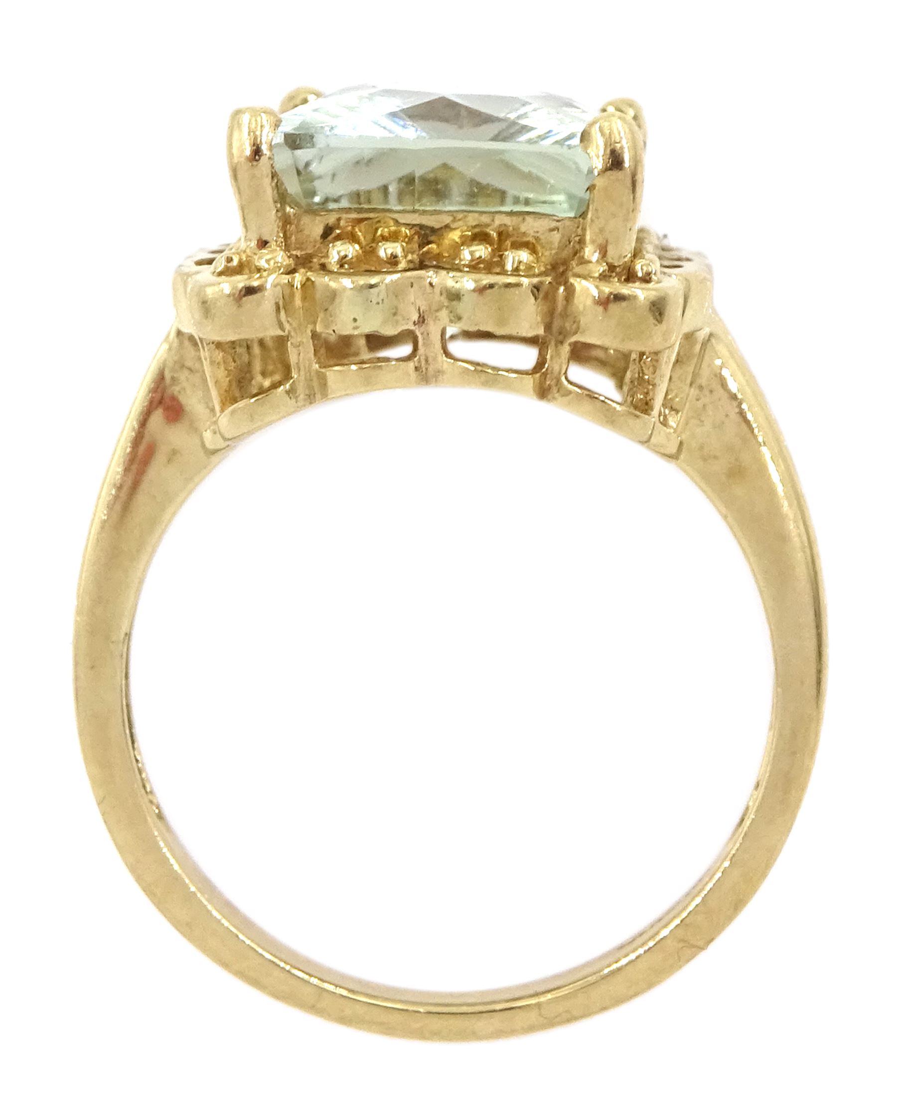 Gold single stone octagonal cut green amethyst ring - Image 4 of 4