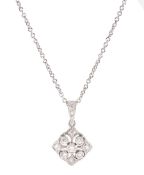 18ct white gold milgrain set round brilliant cut diamond openwork pendant