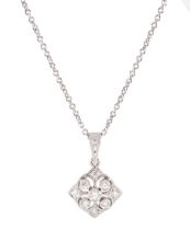 18ct white gold milgrain set round brilliant cut diamond openwork pendant