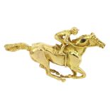 9ct gold horse and jockey brooch