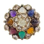 Gold stone set cluster ring