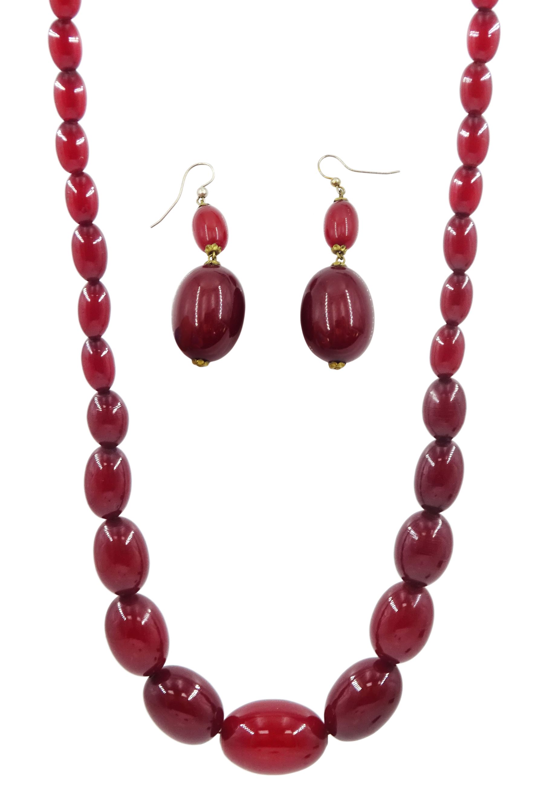 Single strand cherry amber bead necklace