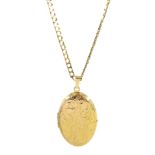 9ct gold foliate engraved heart locket pendant