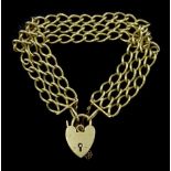 9ct gold three row curb link bracelet