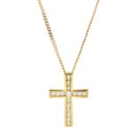 18ct gold channel set round brilliant cut diamond cross pendant