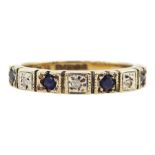 9ct gold sapphire and diamond half eternity ring