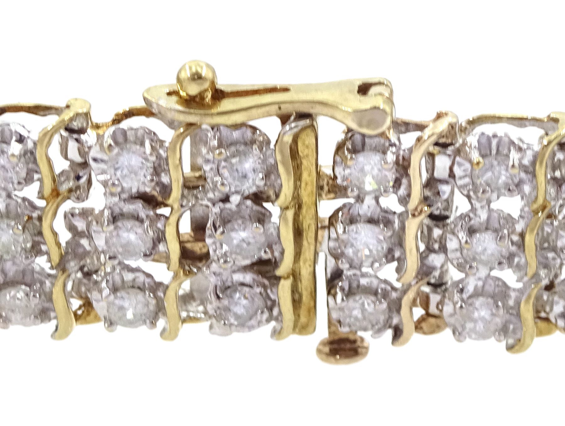 9ct gold three row diamond bracelet - Image 2 of 2