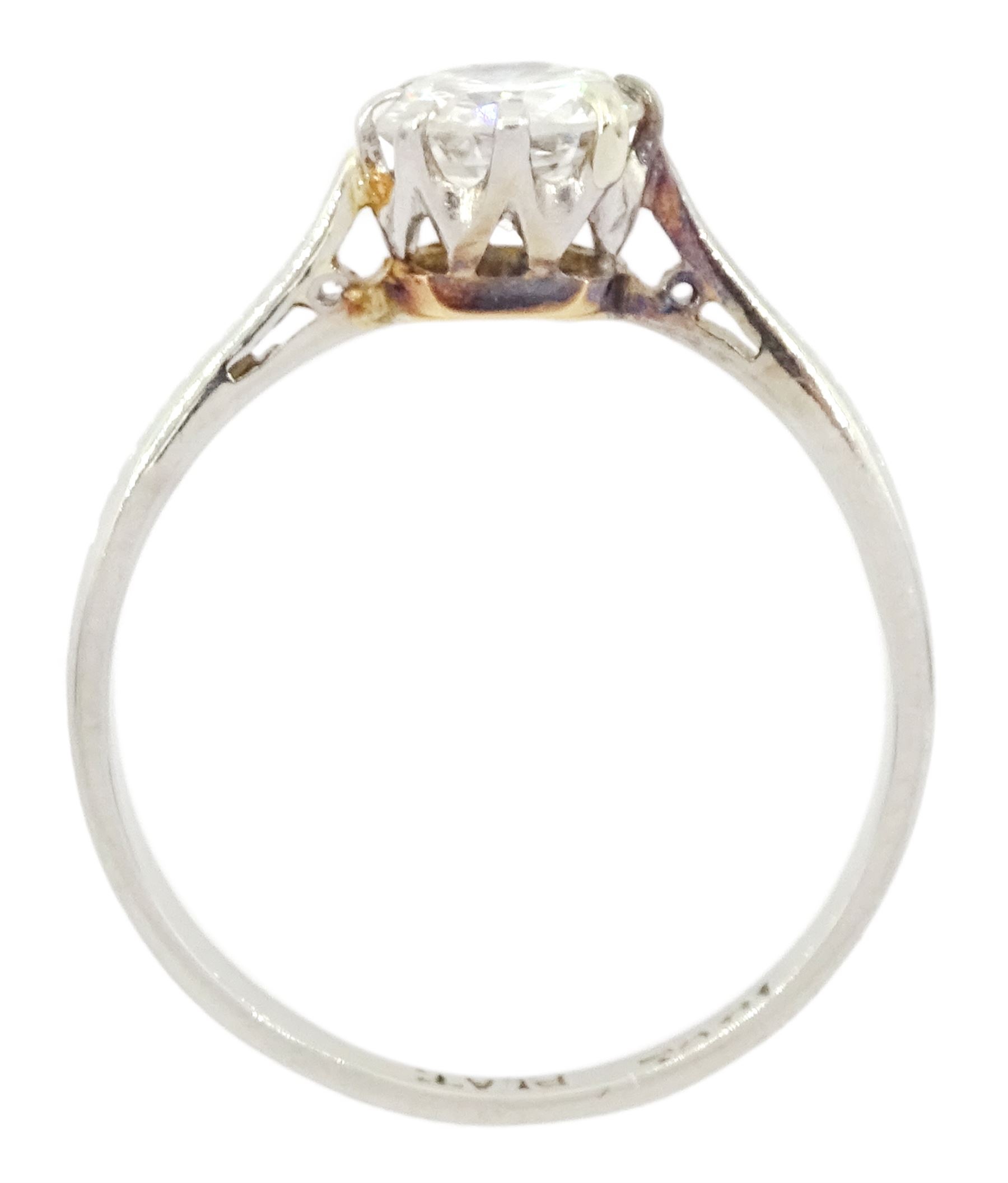 White gold single stone round brilliant cut diamond ring stamped 18ct Plat - Image 4 of 4