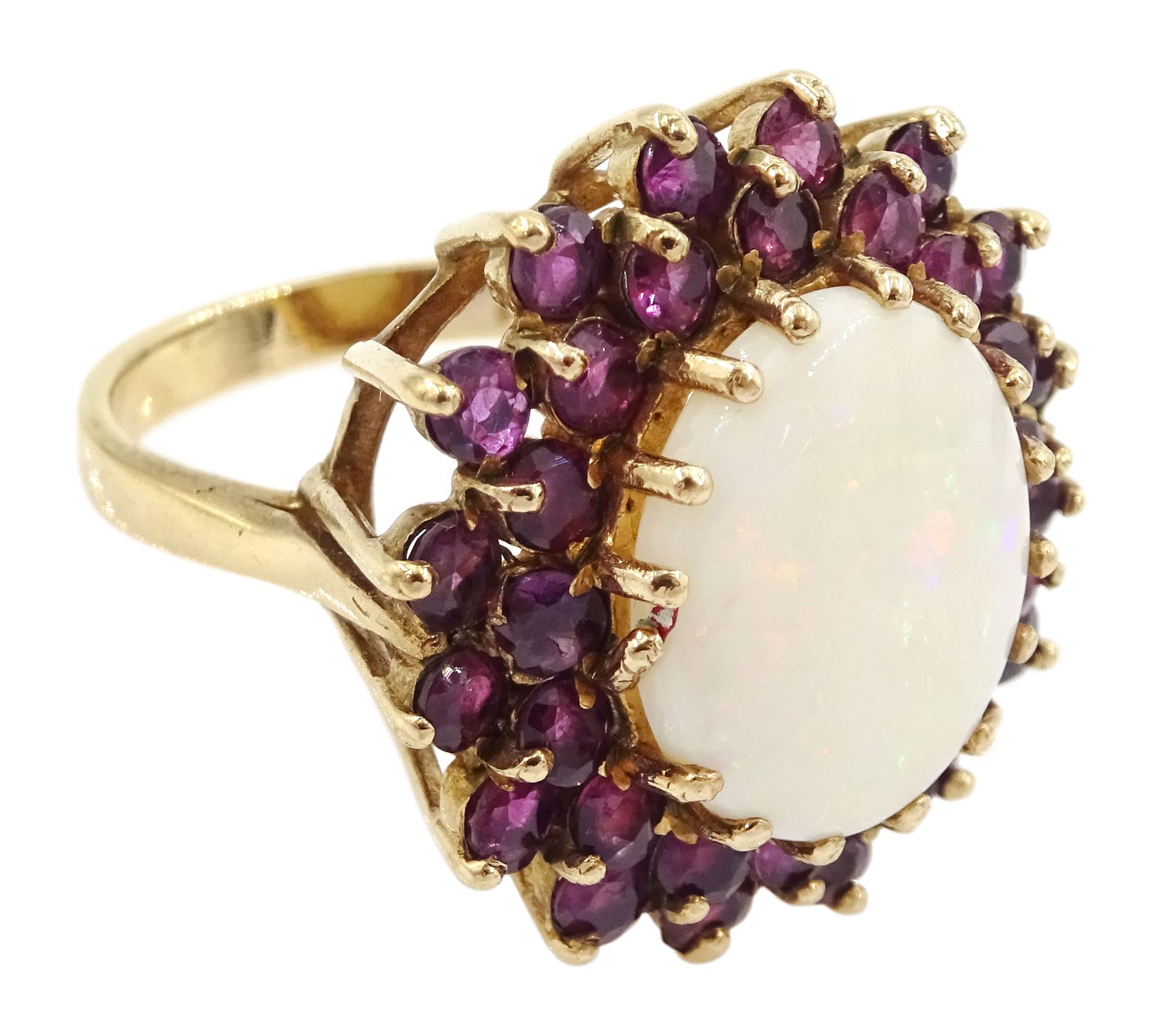 9ct gold opal and garnet cluster ring - Image 3 of 4