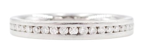Platinum channel set round brilliant cut diamond full eternity ring
