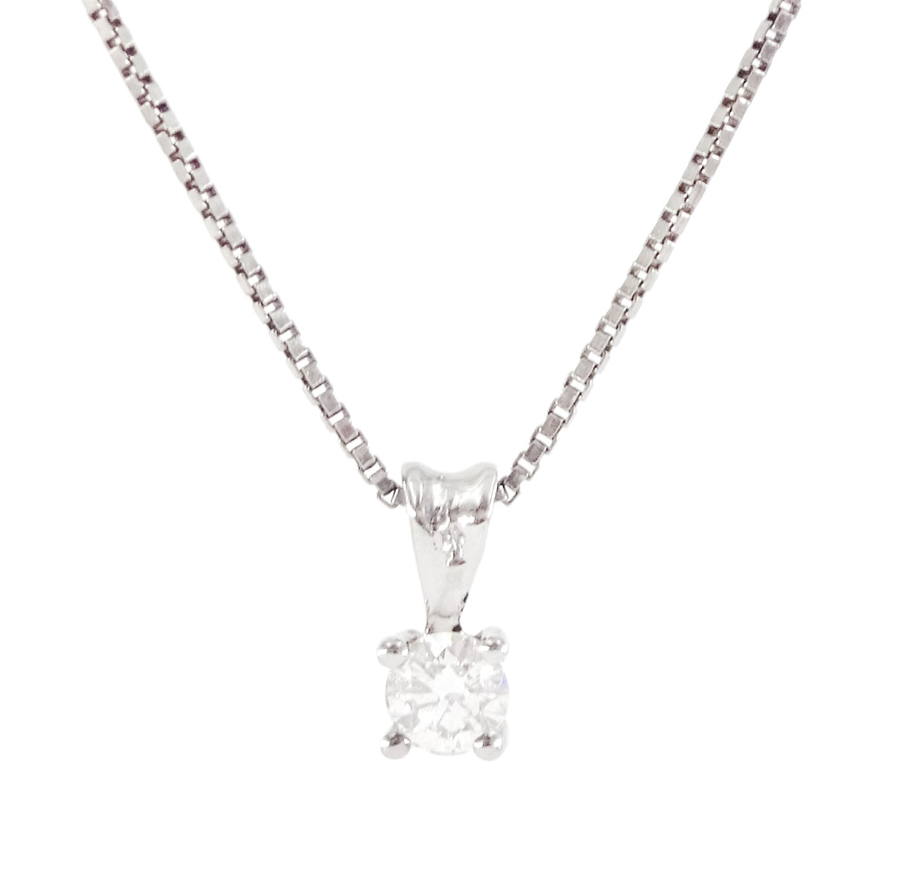 18ct white gold single stone round brilliant cut diamond pendant