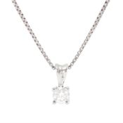 18ct white gold single stone round brilliant cut diamond pendant