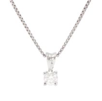 18ct white gold single stone round brilliant cut diamond pendant